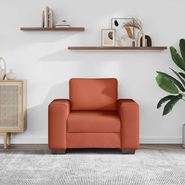 Soffstol röd orange 100x77x82 cm manchestertyg