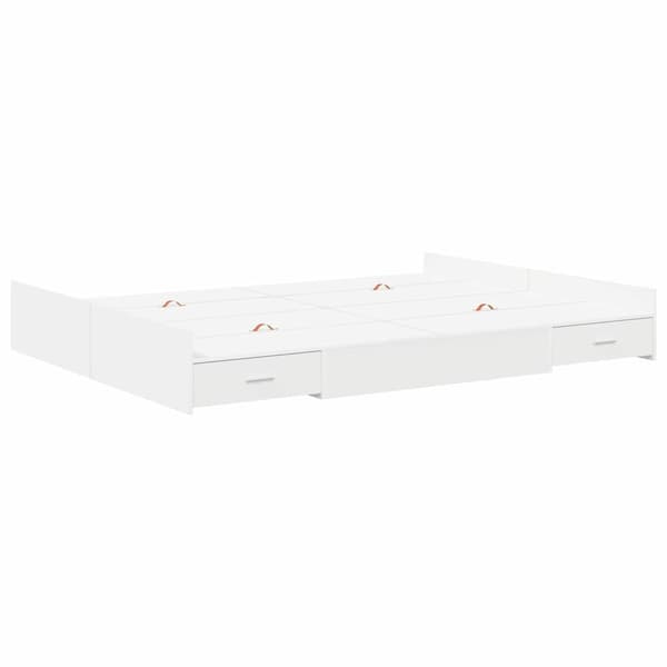 Förvaringssängram med låda Vit 150 x 200 cm Konstruerat trä