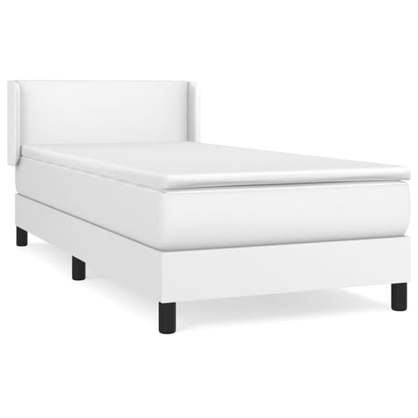 Ramsäng med madrass vit 90x190 cm konstläder