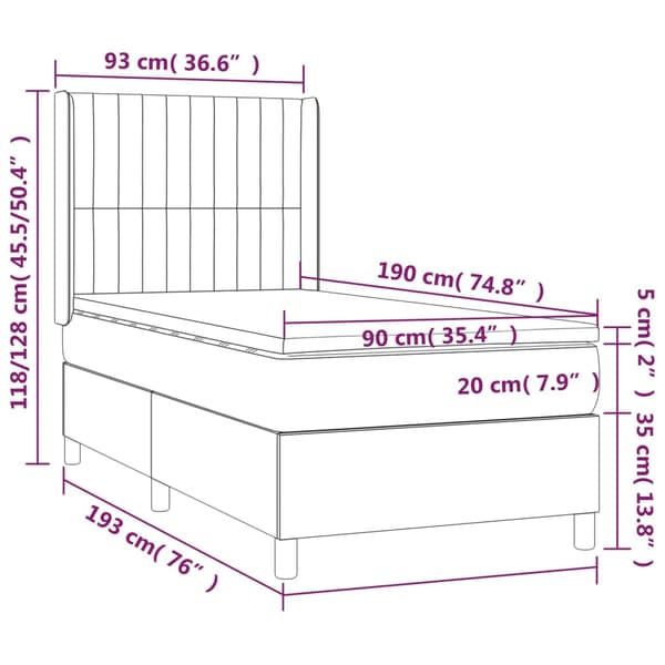 Ramsäng med madrass blå 90x190 cm tyg