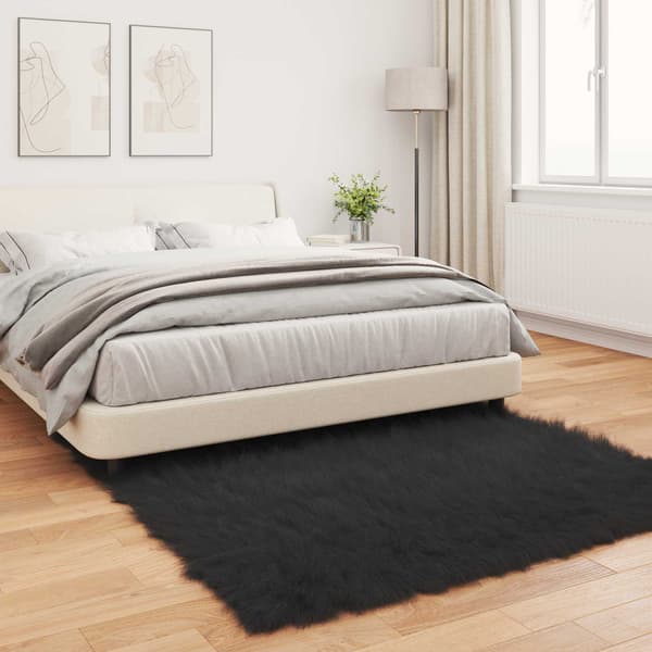 Fuskfäll matta TAFALLA Svart 120 x 120 cm Polyester