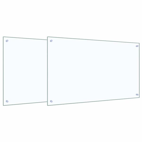 Köksskydd 2 pcs Transparent 100 x 60 cm härdat glas