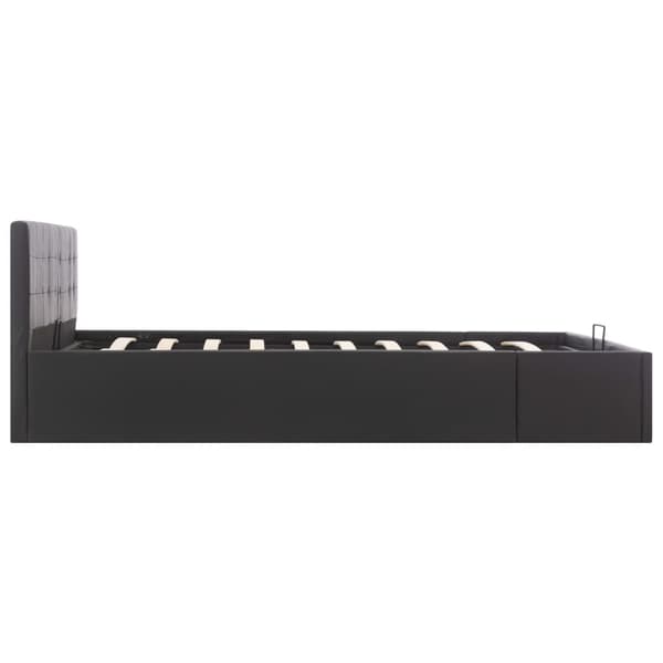 Sängram hydraulisk förvaring svart konstläder 160x200 cm