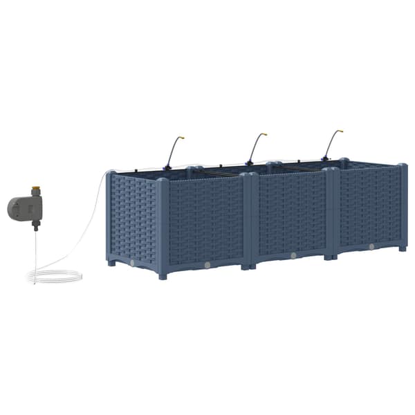 Trädgårdsplanterare 3 pcs Grå 120 x 40 x 37,5 cm Plast