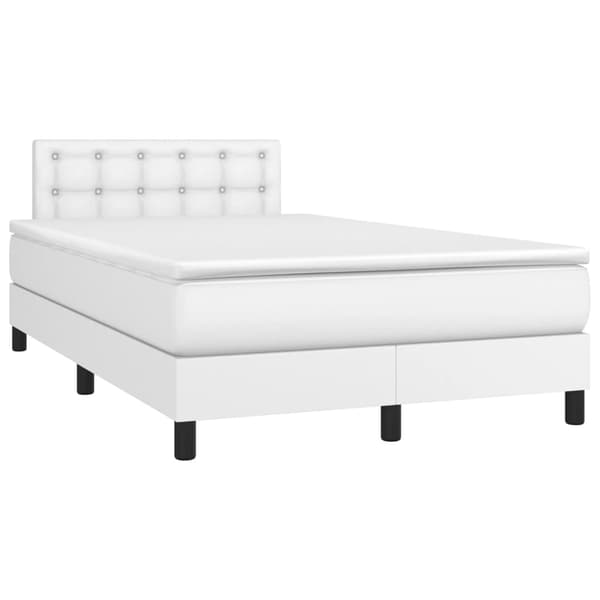 Ramsäng med madrass & LED vit 120x200 cm konstläder