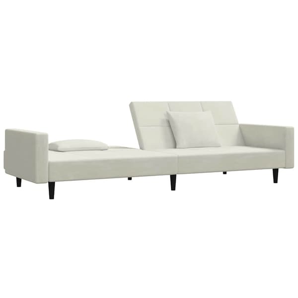 Bäddsoffa 2-sits med två kuddar gräddvit sammet