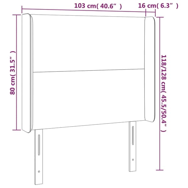 Sänggavel LED grå 103x16x118/128 cm konstläder