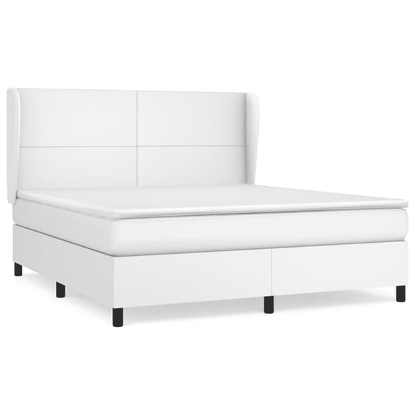 Ramsäng med madrass vit 160x200 cm konstläder