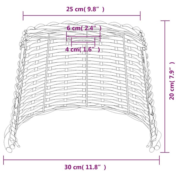 Taklampskärm brun Ø30x20 cm korgmaterial
