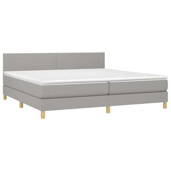 Ramsäng med madrass & LED ljusgrå 200x200 cm tyg