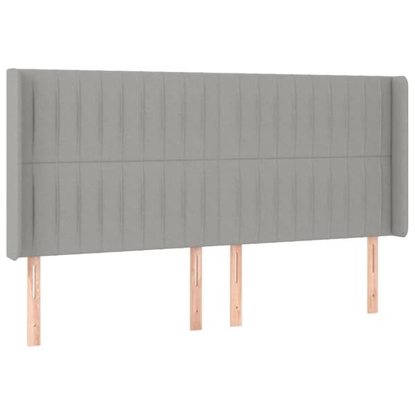 Sänggavel LED ljusgrå 203x16x118/128 cm tyg