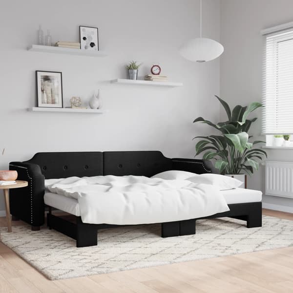 Dagbädd utdragbar svart 90x190 cm tyg