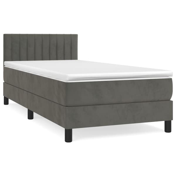 Ramsäng med madrass mörkgrå 90x190 cm sammet