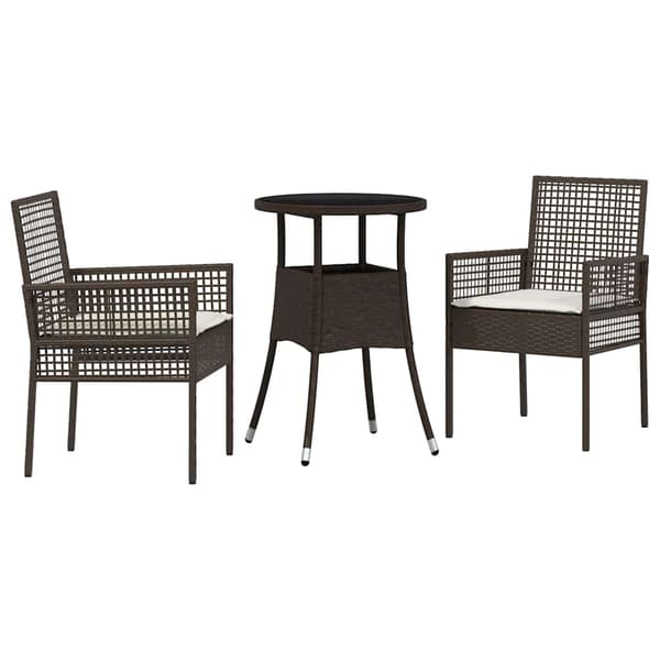 Trädgårdsmöbelset 3 pcs Brun konstrotting