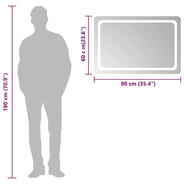 Badrumsspegel LED 90x60 cm