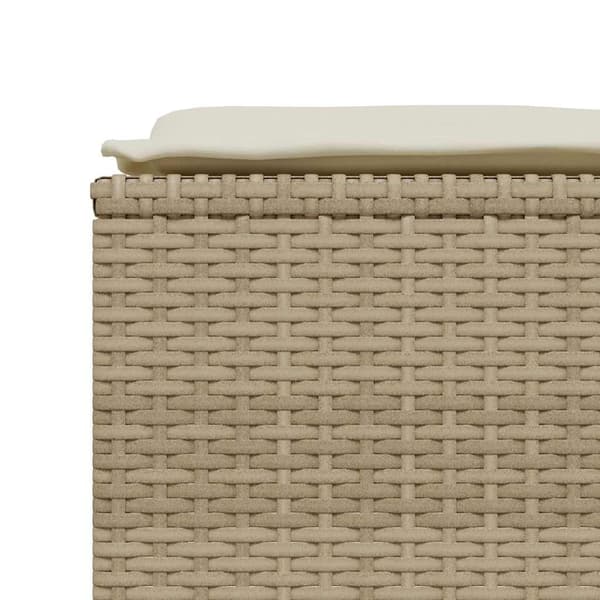 Trädgårdspallar med dynor 4 st beige konstrotting