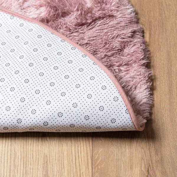 Ryamatta med lång lugg NAVARRA dammig rosa 160x160 cm polyester