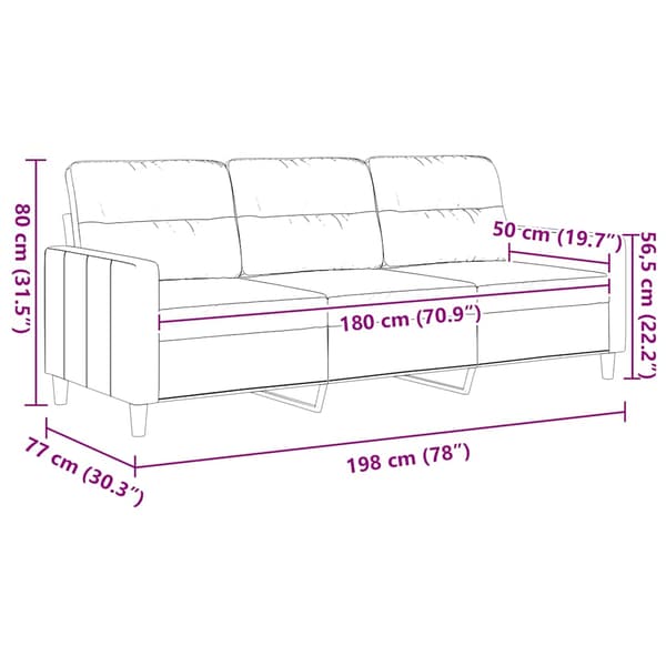 3-sitssoffa ljusgul 180 cm tyg