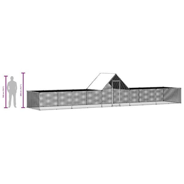 Hönsbur 10x2x2 m galvaniserat stål