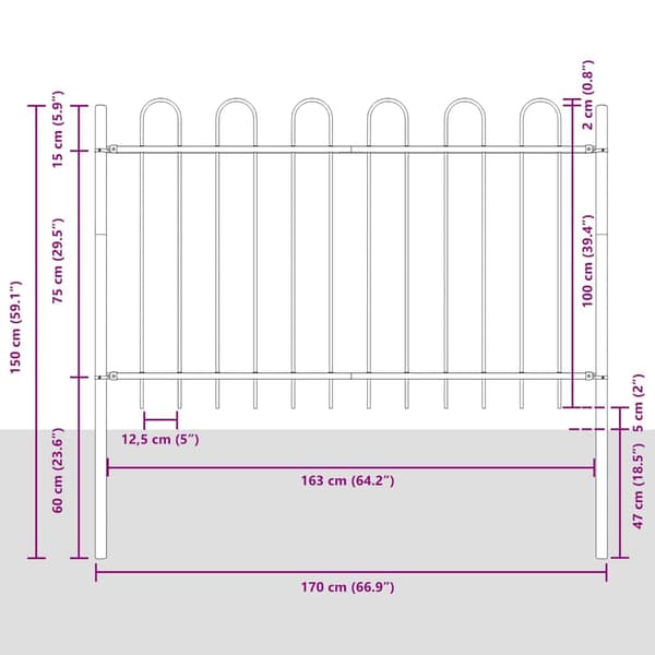 Trädgårdsstängsel 3 pcs Grå 5,1 x 1 m Pulverlackerad stål