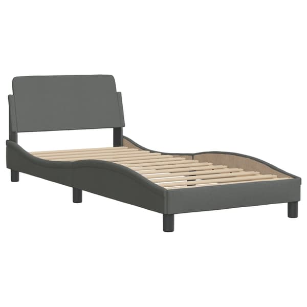 Bed with Mattress "Hvar" Dark Grey 90x190 cm Fabric