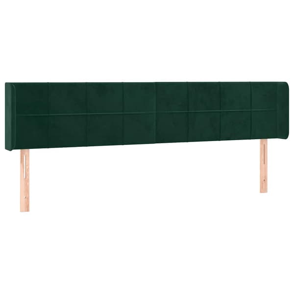 Sänggavel LED mörkgrön 183x16x78/88 cm sammet