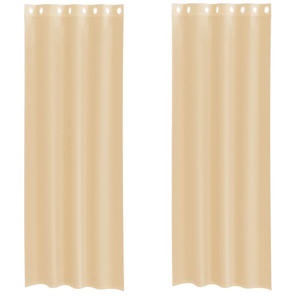 Voile gardiner med genomföringar 2 st sand