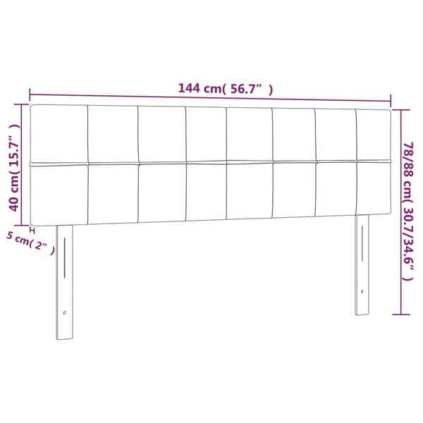 Sänggavel LED mörkgrå 144x5x78/88 cm sammet