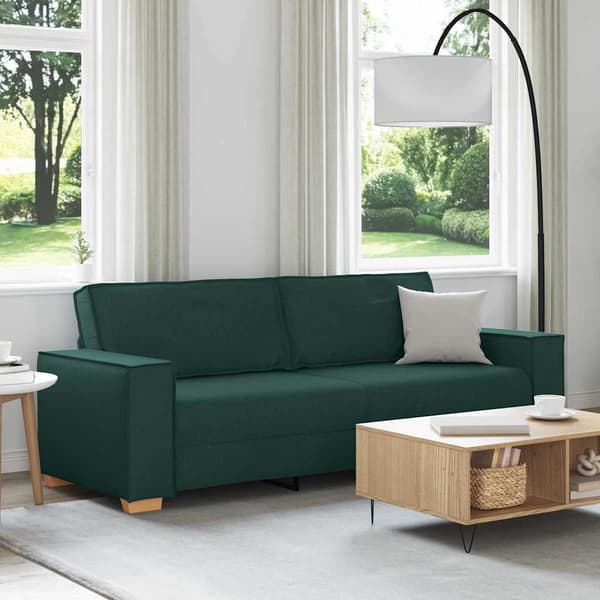 3-Sits soffa Mörkgrön 220 cm tyg