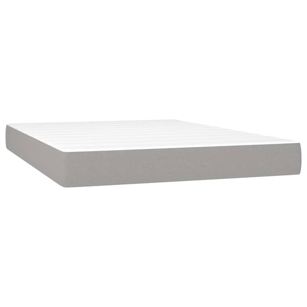 Ramsäng med madrass & LED ljusgrå 140x190 cm tyg