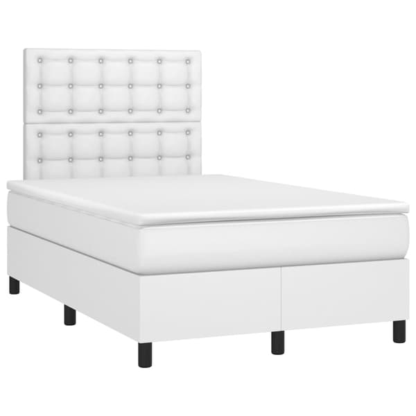 Ramsäng med madrass vit 120x200 cm konstläder