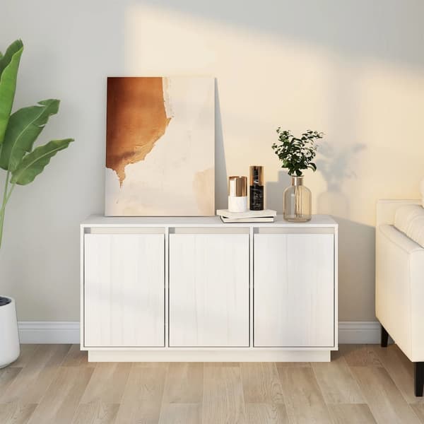 Skänk vit 111x34x60 cm massiv furu