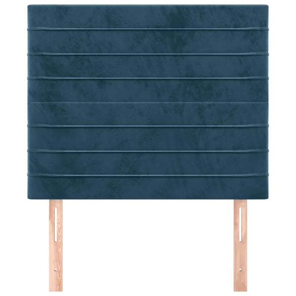Sänggavel mörkblå 100x5x118/128 cm sammet
