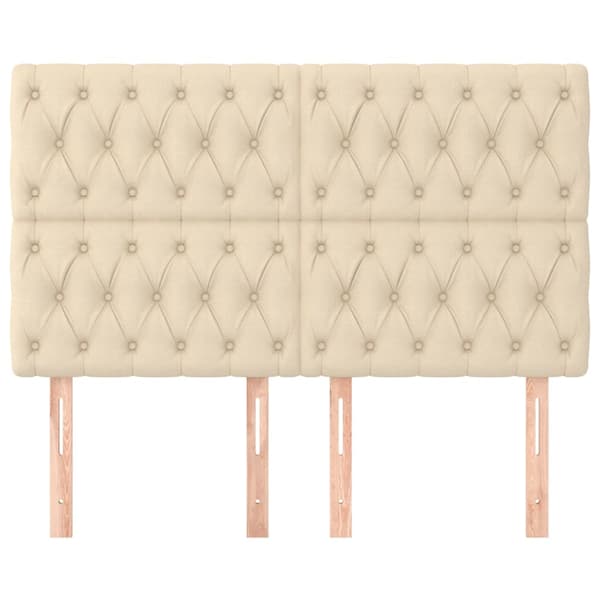 Sänggavel creme 144x7x118/128 cm tyg