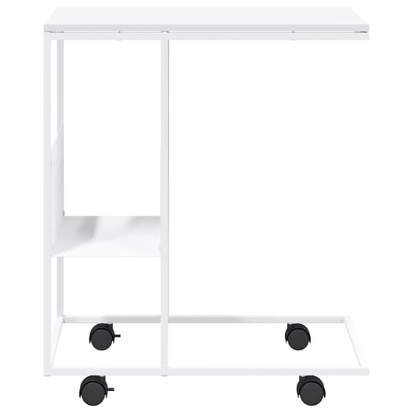 Sidobord med hjul vit 55x36x63,5 cm konstruerat trä