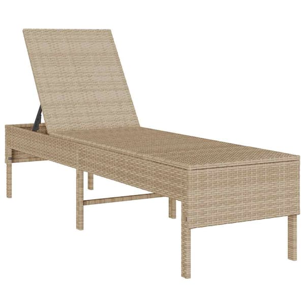 Solstol med dyna beige 55x200x44cm konstrotting