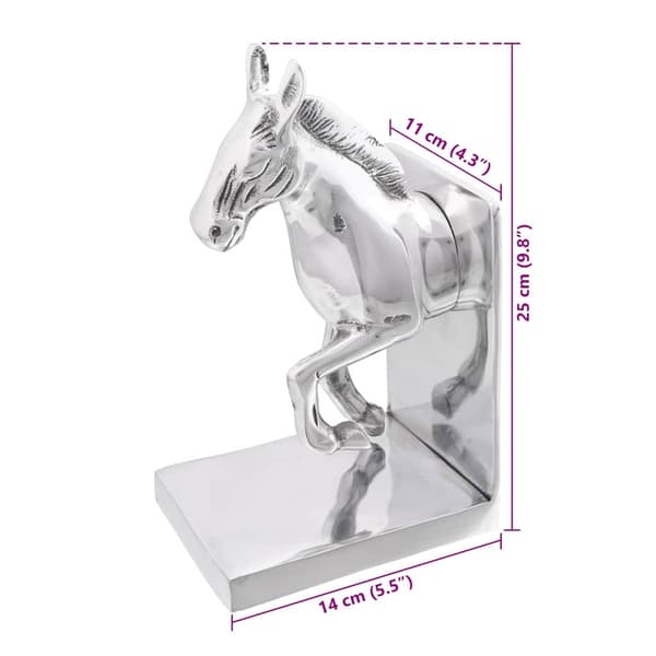Bokstöd 2 pcs Silver 11 x 14 x 25 cm Aluminium