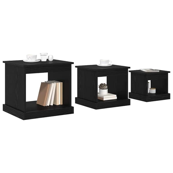 Kaffeebord 3 pcs Svart Ek Konstruerat trä