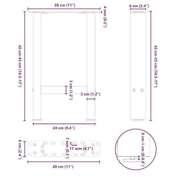 Soffbordsben antracit 2 st 28x(42-43) cm stål