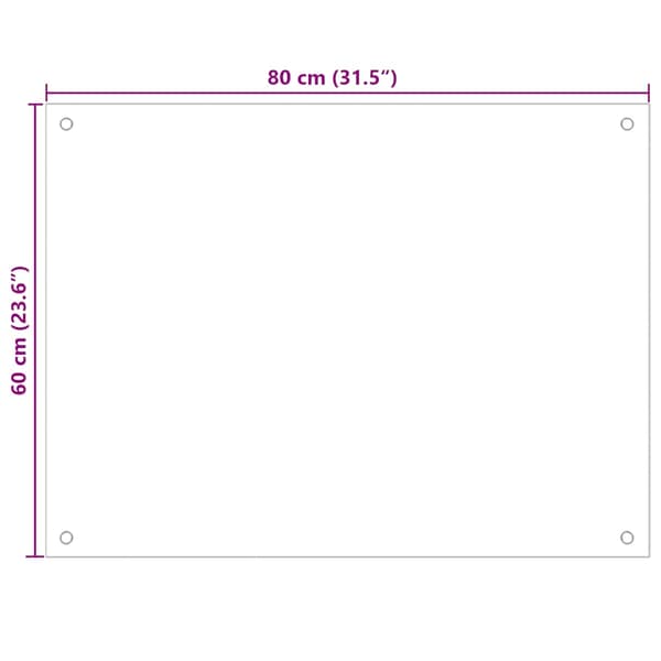 Stänkskydd transparent 80x60 cm härdat glas