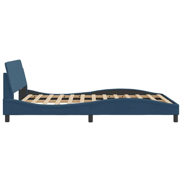 Bed Frame with Headboard "Dover" Blue 140x200 cm Fabric