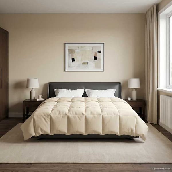Vinter Täcke Quiltad Kräm 200 x 200 cm Mikrofiber