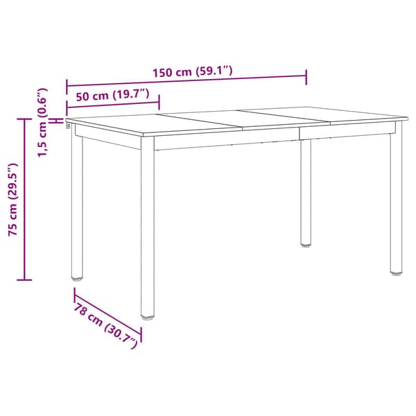 Matbord 150 x 78 x 75 cm METALL