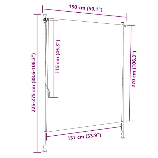 Rullgardin utomhus 150x270 cm gräddvit