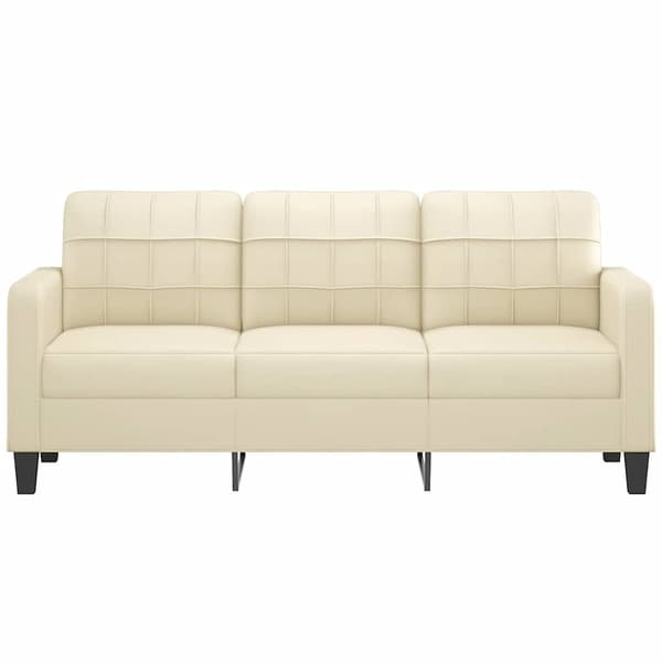 3-sitssoffa gräddvit 180 cm konstläder