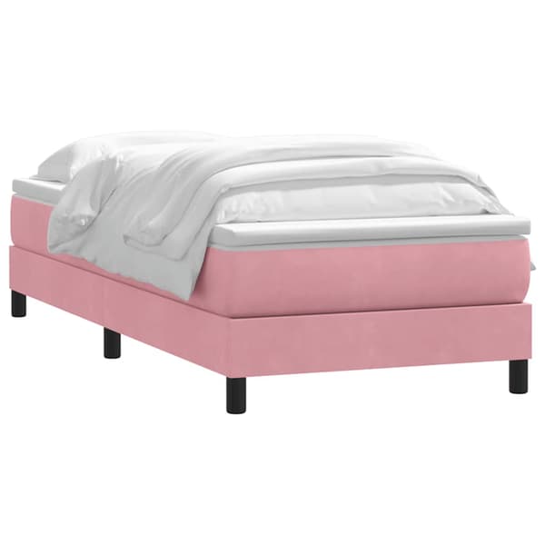 Ramsäng med madrass rosa 90x210 cm sammet