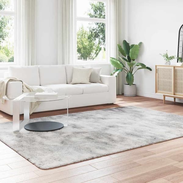 Ryamatta med lång lugg NAVARRA silvergrå 200x290 cm polyester