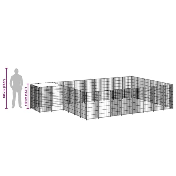 Hundgård silver 15,73 m² stål