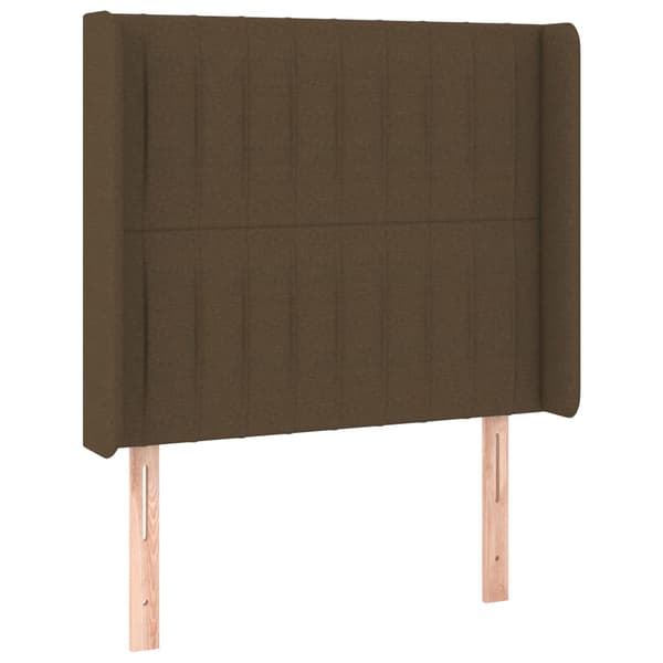 Ramsäng med madrass & LED mörkbrun 90x200 cm tyg
