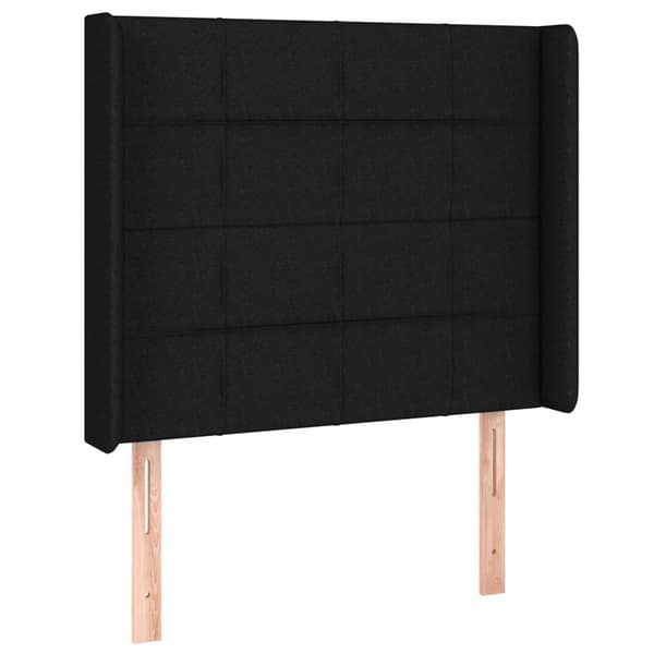 Ramsäng med madrass & LED svart 90x200 cm tyg